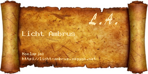 Licht Ambrus névjegykártya
